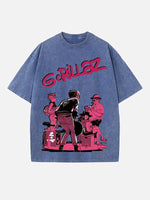 Gorillaz Print Round Neck T-shirt