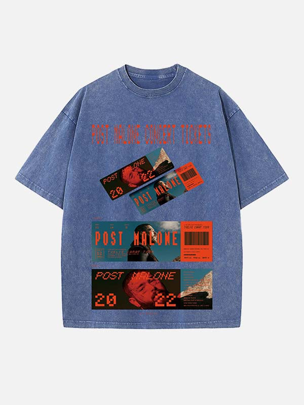 Post Malone Print Round Neck T-shirt