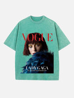 Lady Gaga Print Round Neck T-shirt