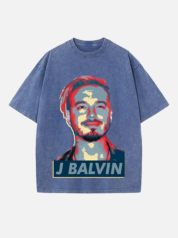 J Balvin Print Round Neck T-shirt