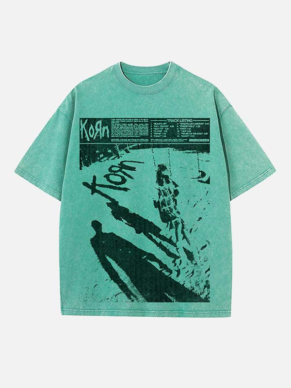 Korn Print Round Neck T-shirt