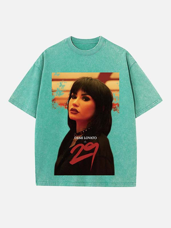 Demi Lovato Print Round Neck T-shirt