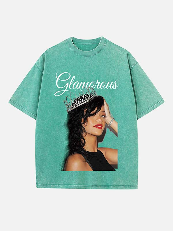 Rihanna Print Round Neck T-shirt