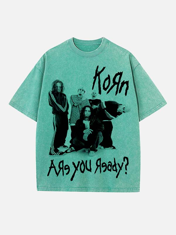 Korn Print Round Neck T-shirt