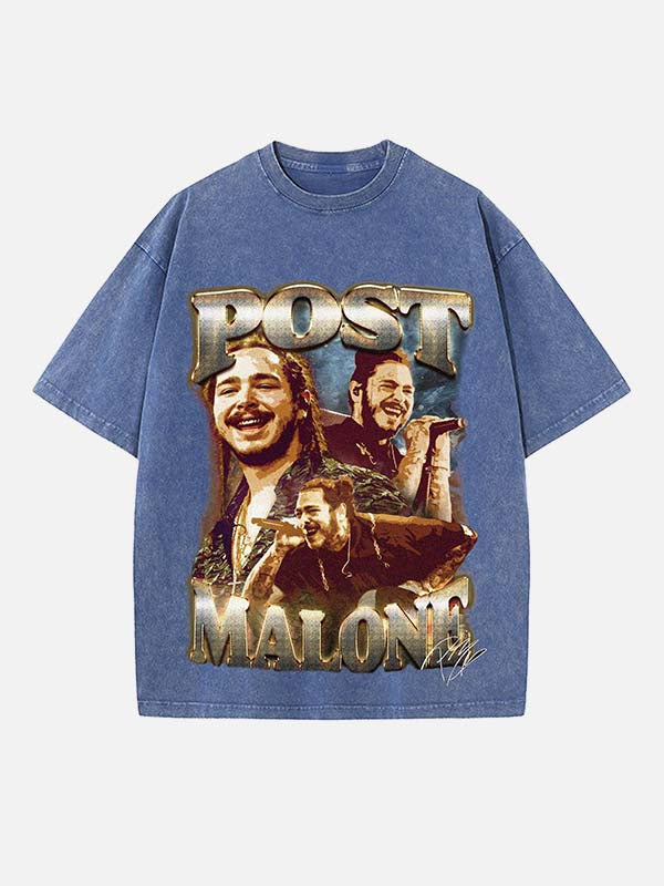 Post Malone Print Round Neck T-shirt