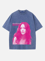 Rihanna Print Round Neck T-shirt
