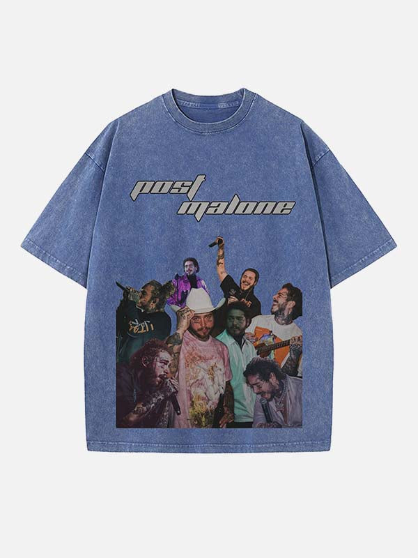 Post Malone Print Round Neck T-shirt