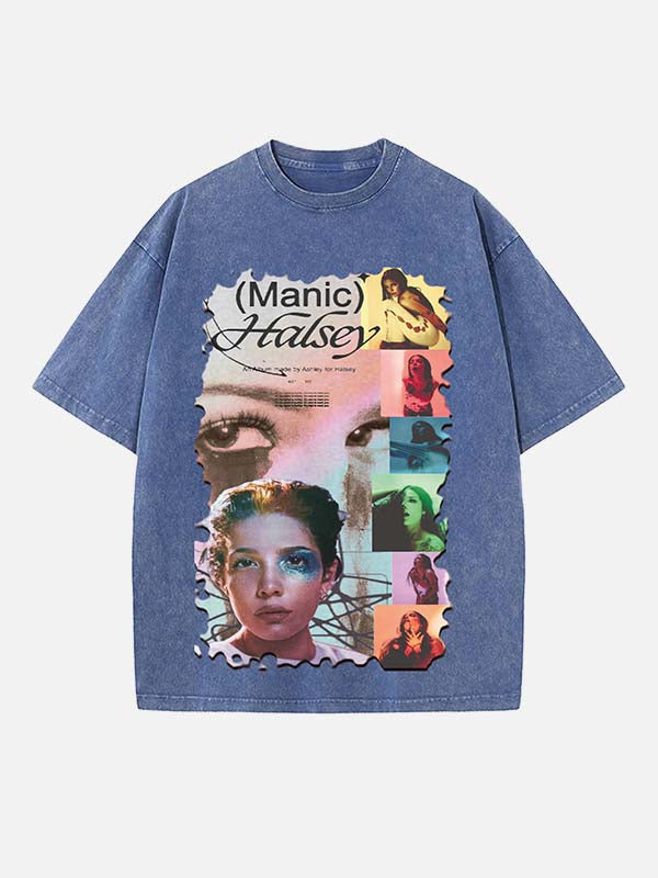 Halsey Print Round Neck T-shirt