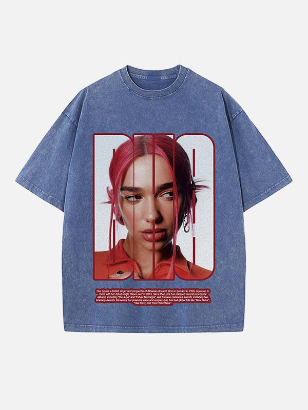 Dua Lipa Print Round Neck T-shirt