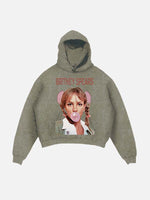 Britney Spears Print Slant Pockets Hoodie