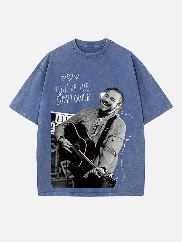 Post Malone Print Round Neck T-shirt