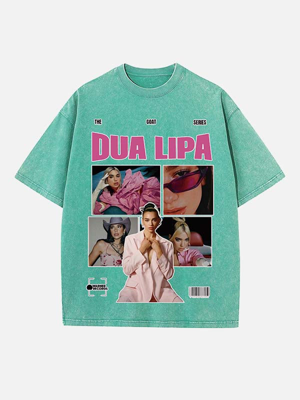 Dua Lipa Print Round Neck T-shirt