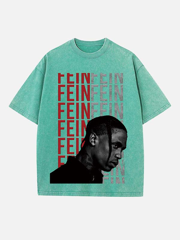 Travis Scott Print Round Neck T-shirt