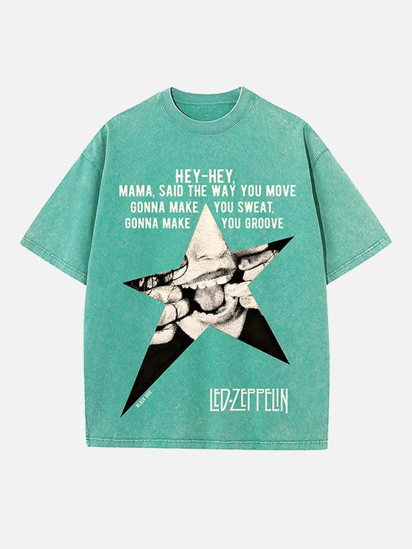 Led Zeppelin Print Round Neck T-shirt