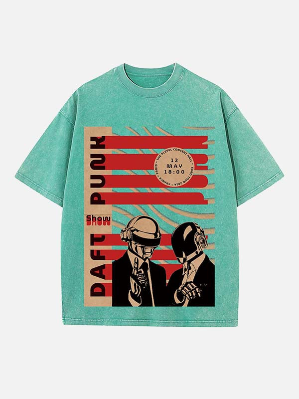 Daft Punk Print Round Neck T-shirt