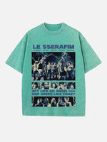 LE SSERAFIM Print Round Neck T-shirt