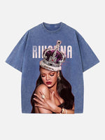 Rihanna Print Round Neck T-shirt
