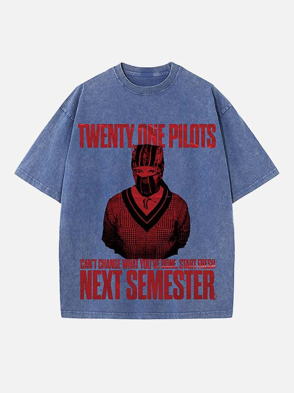 Twenty One Pilots Print Round Neck T-shirt