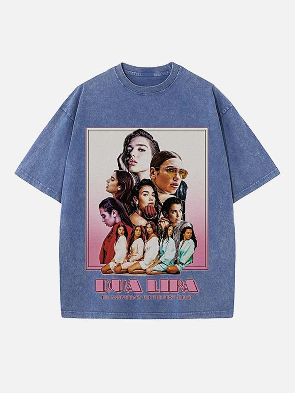 Dua Lipa Print Round Neck T-shirt