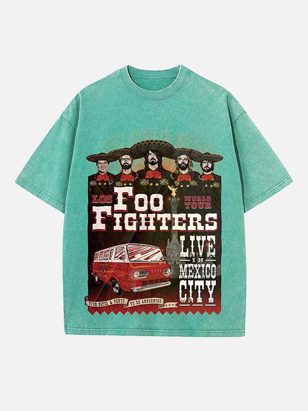 Foo Fighters Print Round Neck T-shirt