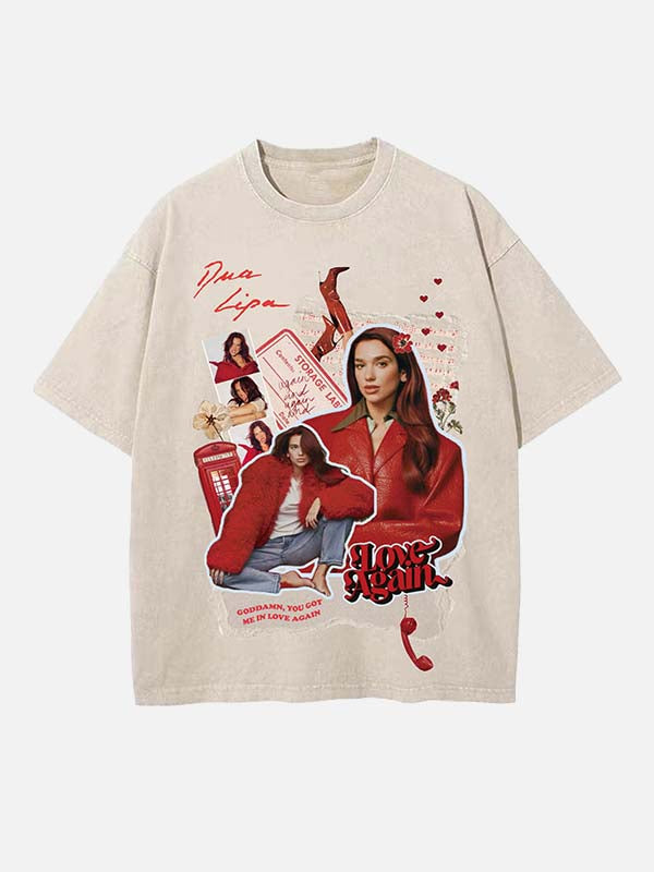 Dua Lipa Print Round Neck T-shirt
