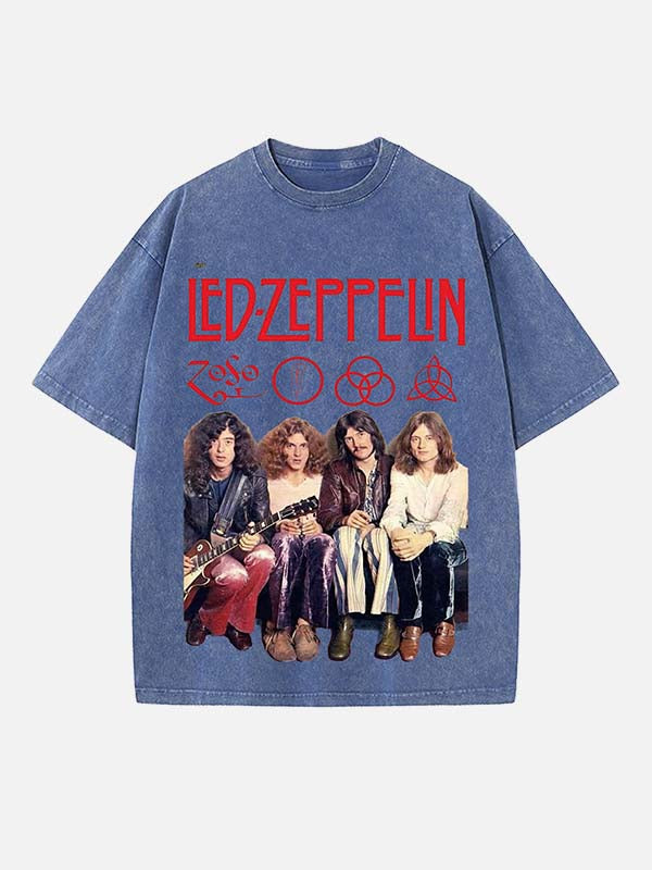 Led Zeppelin Print Round Neck T-shirt