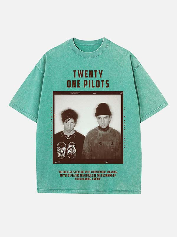 Twenty One Pilots Print Round Neck T-shirt