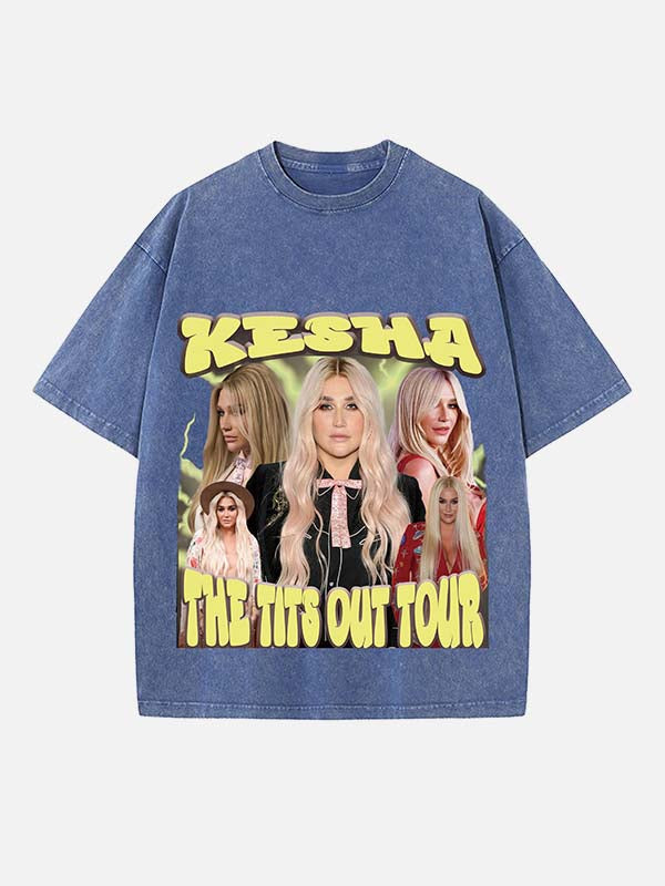 Kesha Print Round Neck T-shirt