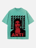 Rihanna Print Round Neck T-shirt