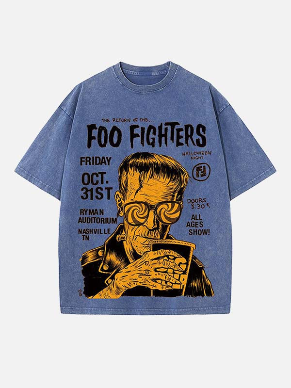 Foo Fighters Print Round Neck T-shirt