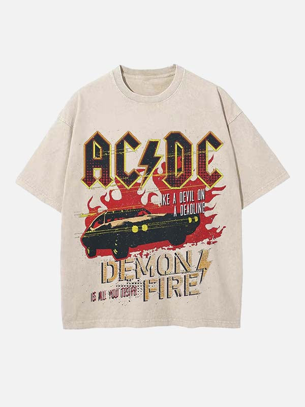 AC/DC Print Round Neck T-shirt