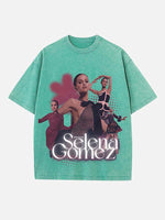 Selena Gomez Print Round Neck T-shirt
