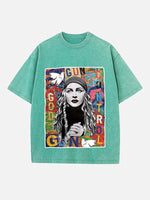 Madonna Print Round Neck T-shirt
