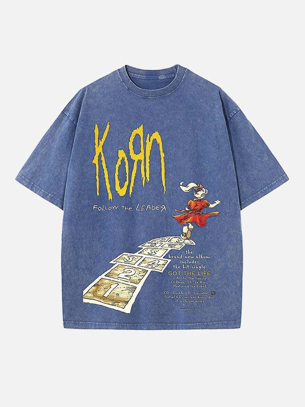 Korn Print Round Neck T-shirt
