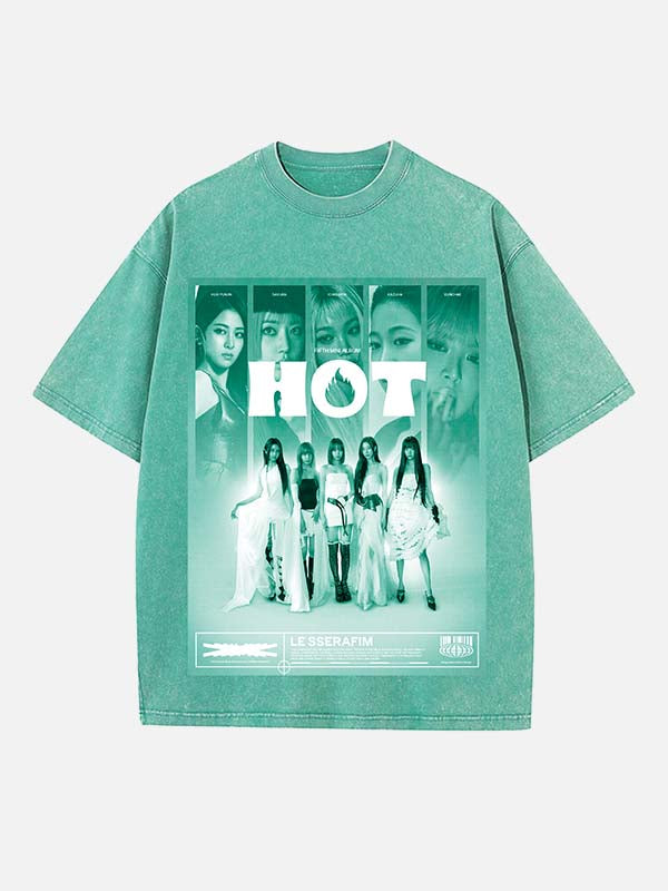 LE SSERAFIM Print Round Neck T-shirt