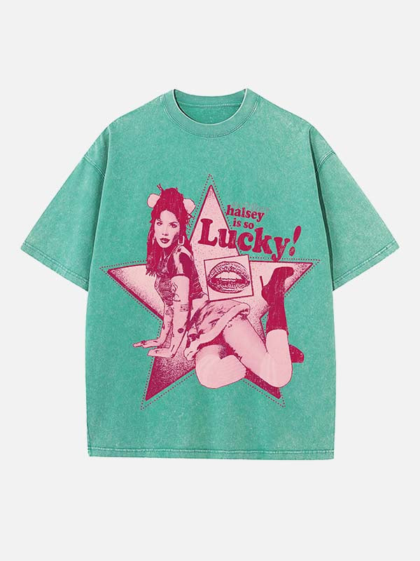 Halsey Print Round Neck T-shirt