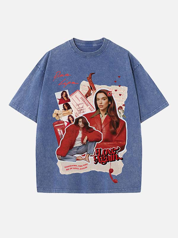 Dua Lipa Print Round Neck T-shirt