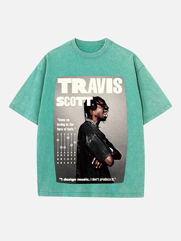 Travis Scott Print Round Neck T-shirt