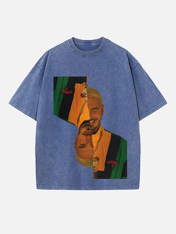 J Balvin Print Round Neck T-shirt