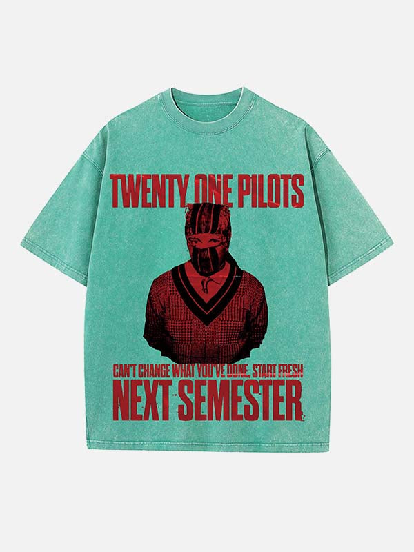 Twenty One Pilots Print Round Neck T-shirt
