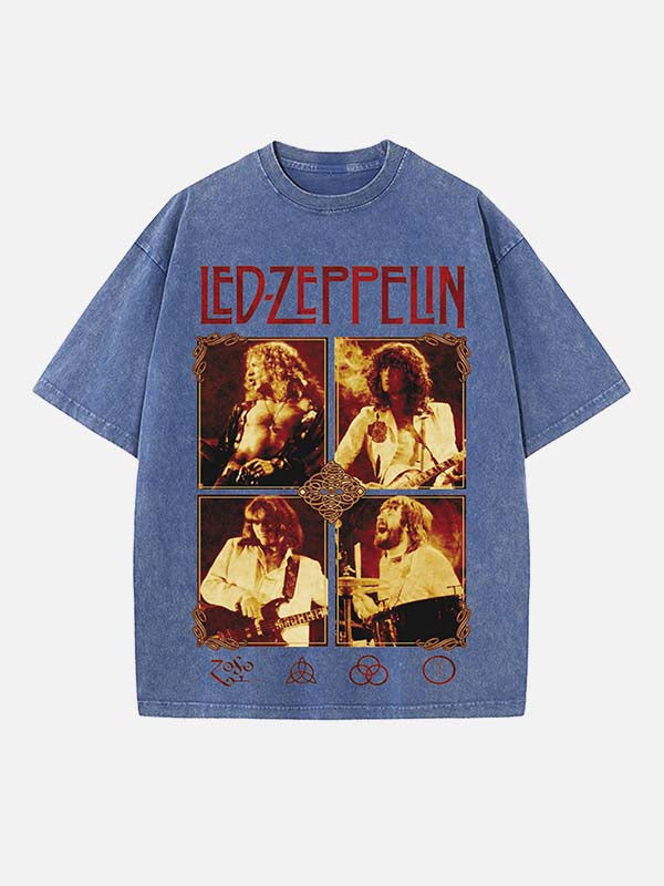 Led Zeppelin Print Round Neck T-shirt