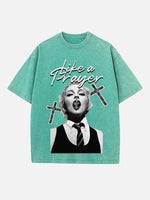 Madonna Print Round Neck T-shirt