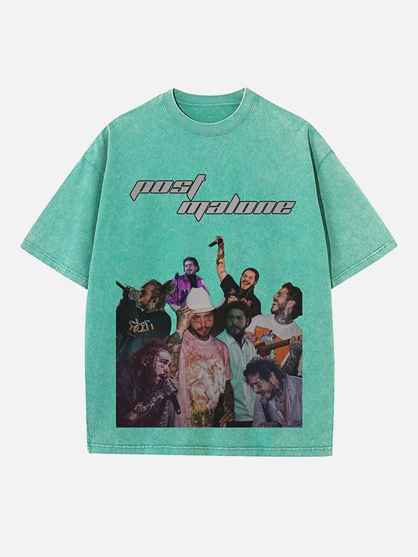 Post Malone Print Round Neck T-shirt
