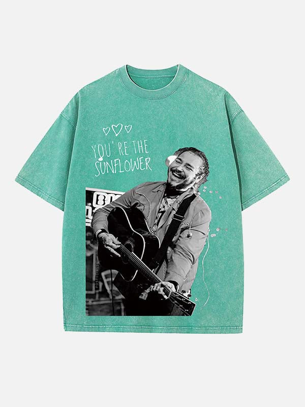 Post Malone Print Round Neck T-shirt