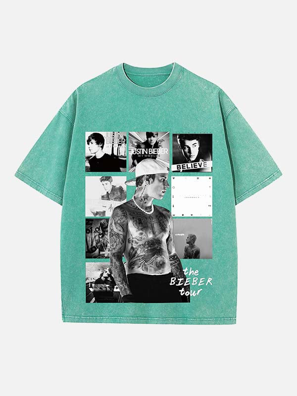 Justin Bieber Print Round Neck T-shirt