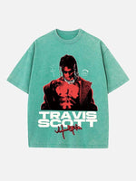 Travis Scott Print Round Neck T-shirt