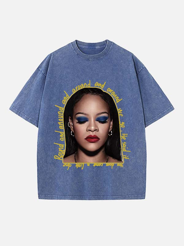 Rihanna Print Round Neck T-shirt