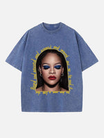 Rihanna Print Round Neck T-shirt
