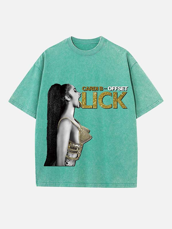 Cardi B Print Round Neck T-shirt