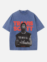 Travis Scott Print Round Neck T-shirt